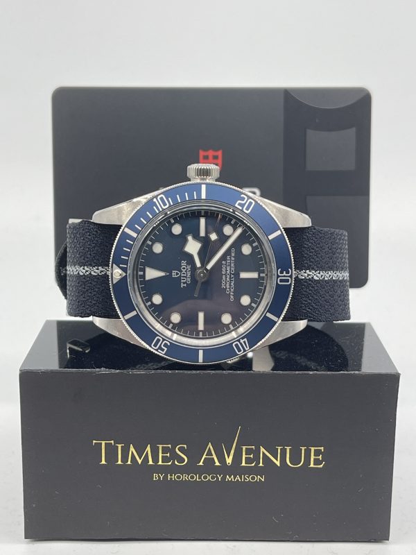 Brand New 2022 November Tudor Black Bay 58 Stainless Steel 79030B Fabric Strap “Blue”
