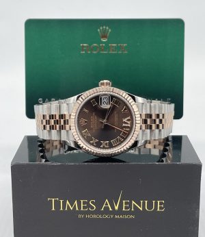 Brand New 2023 Aug Rolex Datejust 31 Two-Tone Rose Gold Jubilee Fluted Bezel 278271 “Chocolate Roman VI diamonds”