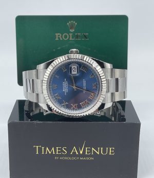 Brand New 2023 Feb Rolex Datejust 41 Stainless Steel Oyster Fluted Bezel 126334 “Blue Roman”