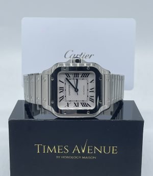 Brand New 2023 May Santos De Cartier Watch Medium Model Stainless Steel WSSA0029 “White”