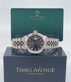 Brand New 2023 Jun Rolex Datejust 28 Two-Tone Rose Gold Fluted Bezel 279171 “Chocolate”