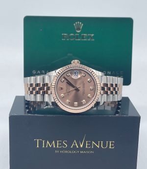 Preowned 2021 Jun Rolex Datejust 31 Two-Tone Rose Gold Jubilee Fluted Bezel 278271 “Rose 10PT Diamonds”