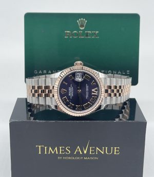 Brand New 2023 Aug Rolex Datejust 31 Two-Tone Rose Gold Jubilee Fluted Bezel 278271 “Aubergine Roman VI Diamonds”