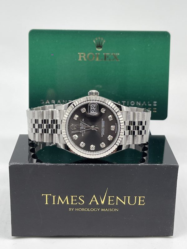 Brand New 2023 Oct Rolex Datejust 31 Stainless Steel Jubilee Fluted Bezel 278274 "Dark Grey 10PT Diamond”