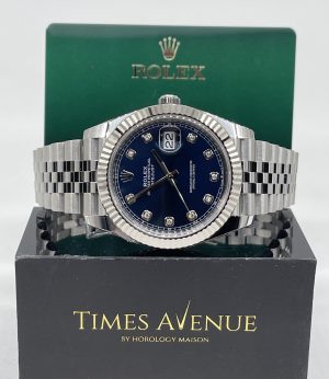 Brand New 2023 Oct Rolex Datejust 41 Stainless Steel Jubilee Fluted Bezel 126334 “Blue 10PT Diamonds”