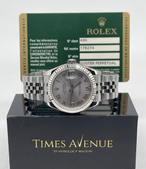 Preowned 2009 Sep Rolex Datejust 31 Stainless Steel Jubilee Fluted Bezel 178274 “Silver Roman”