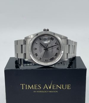 Preowned 2005 Rolex Datejust 36 Stainless Steel Oyster Smooth Bezel 16200 “Silver Roman”