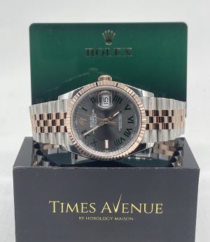 Brand New 2023 Dec Rolex Datejust 36 Two-Tone Rose Gold Jubilee Fluted Bezel 126231 “Slate Roman Wimbledon”