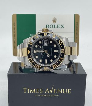 Preowned Rolex GMT Master 2 Two Tone 116713LN “Black Dial Green GMT Hand”