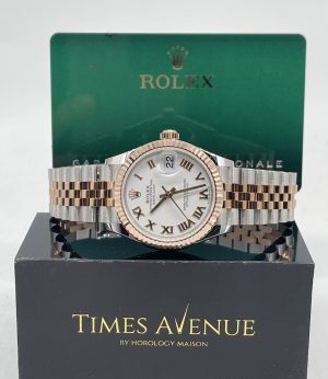 New Old Stock 2021 Feb Rolex Datejust 31 Two- Tone Rose Gold Jubilee Fluted Bezel 278271 “White Roman”