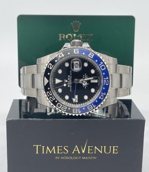 Preowned 2022 Jan Rolex GMT Master 2 Stainless Steel 126710BLNR Oyster “Batman”
