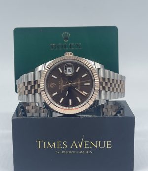 Mint 2022 Feb Rolex Datejust 41 Two-Tone Rose Gold Jubilee Fluted Bezel 126331 “Chocolate”
