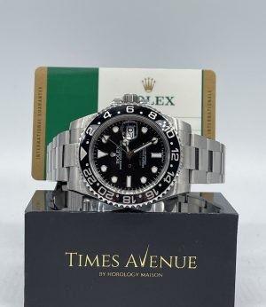 Preowned Discontinued 2018 Jan Rolex GMT Master 2 Stainless Steel 116710LN “Black” Green Hand