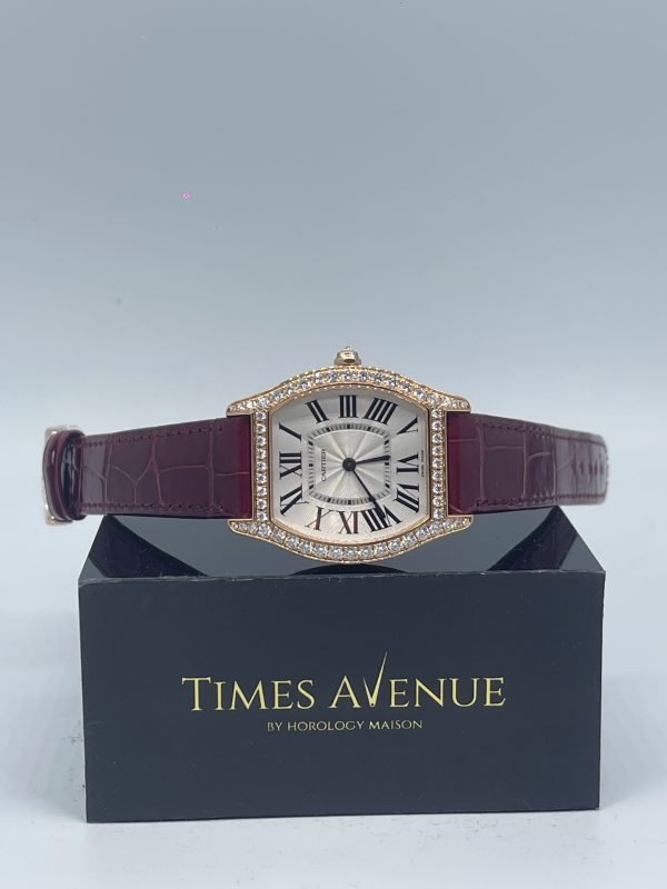 Brand New 2024 Mar Cartier Tortue Watch Medium Rose Gold Diamond WJTO0009 Leather