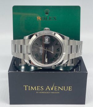 Preowned 2023 Jul Rolex Datejust 41 Stainless Steel Oyster Smooth Bezel 126300 “Wimbeldon”