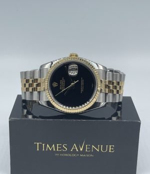 Preowned Rolex Datejust 36 Two-Tone Yellow Gold Jubilee Fluted Bezel 116233  “AM Onyx Dial”