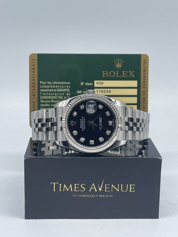 Rolex Datejust 36mm Stainless Steel Jubilee Bracelet 116234 Black 10PT Diamond Singapore