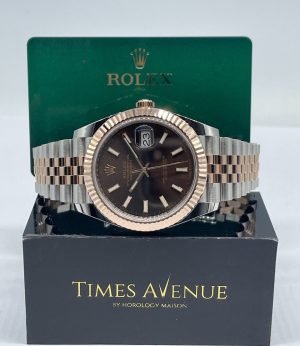 Mint 2021 Nov Rolex Datejust 41 Two-Tone Rose Gold Jubilee Fluted Bezel 126331 “Chocolate”
