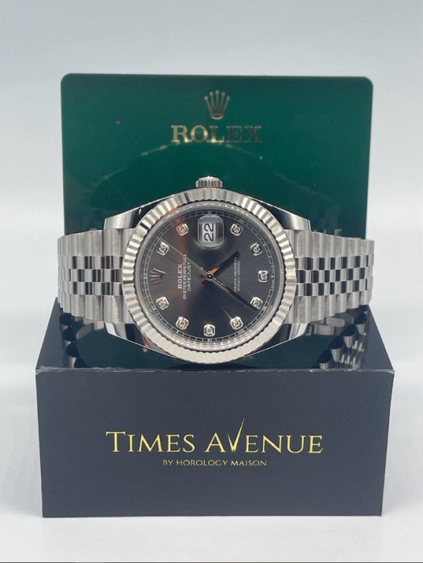 Rolex Datejust 41 Stainless Steel Jubilee Fluted Bezel 126334 Slate 10PT Diamonds Grey 10PT Diamonds Singapore