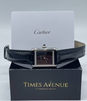 Brand New 2024 Dec Cartier Tank Must Watch Small  WSTA0071 Leather “Black lacquered dial “