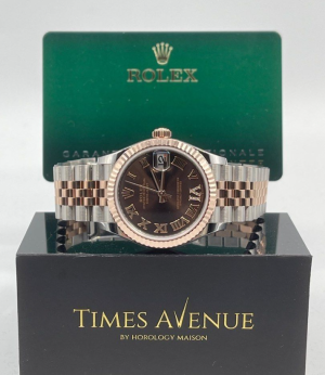 Brand New 2024 Dec Rolex Datejust 31 Two-Tone Rose Gold Jubilee Fluted Bezel 278271 “Chocolate Roman VI diamonds”