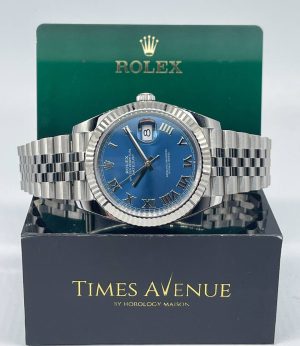 Brand New 2024 Dec Rolex Datejust 41 Stainless Steel Oyster Fluted Bezel 126334 “Azzuro Blue /Blue Roman”