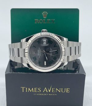Brand New 2024 Dec Rolex Datejust 41 Stainless Steel Oyster Fluted Bezel 126334 “Slate Roman / Wimbledon “