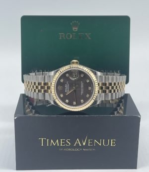 Brand New 2025 Mar Rolex Datejust 31 Two-Tone Yellow Gold Jubilee Fluted Bezel 278273 “Dark MOP 10PT diamonds”