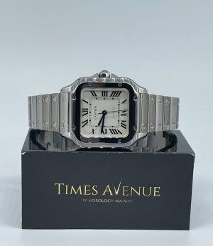 Preowned 2024 Feb Cartier Santos Medium WSSA0029 Steel Bracelet “White”