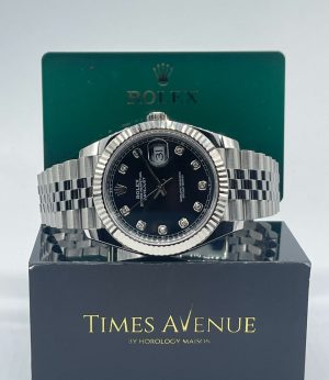 Brand New 2025 Jul Rolex Datejust 41 Stainless Steel Jubilee Fluted Bezel 126334 “Black 10PT Diamond”