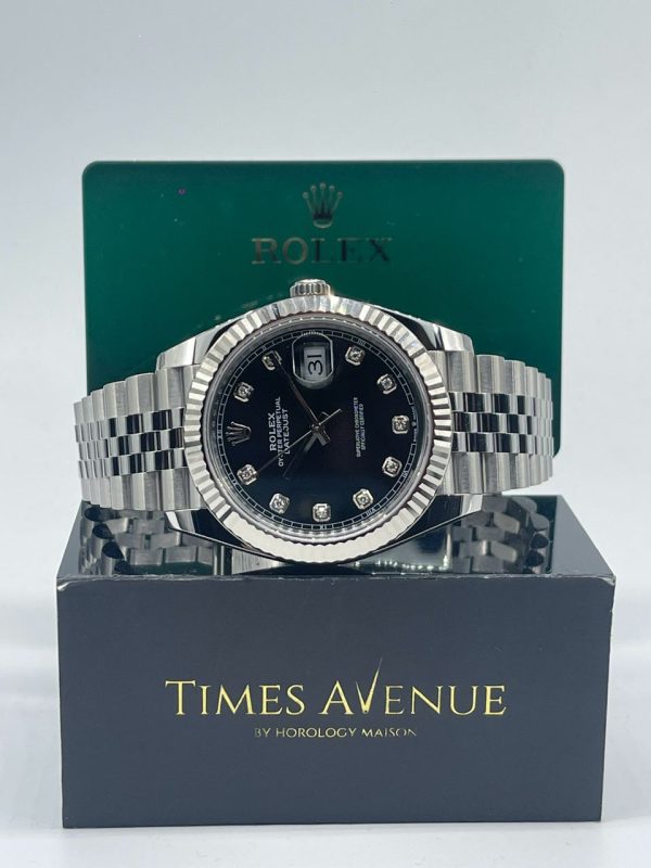 Rolex Datejust 41 Stainless Steel Jubilee Fluted Bezel 126334 Black 10PT Diamond Singapore