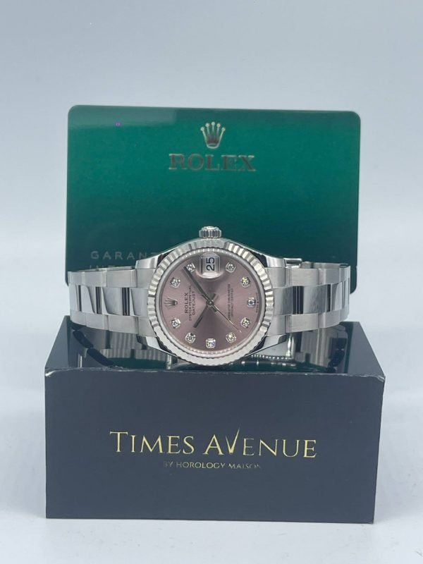 Rolex Datejust 31 Stainless Steel Oyster Fluted Bezel 278274 " Pink 10PT Diamonds"