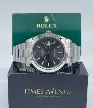 New Rolex Datejust 41 Stainless Steel Oyster Smooth Bezel 126300 “Slate”