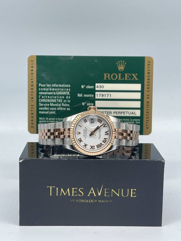 Rolex Datejust 26 Two Tone Rose Gold Jubilee Fluted Bezel 179171 White Roman Preowned Singapore