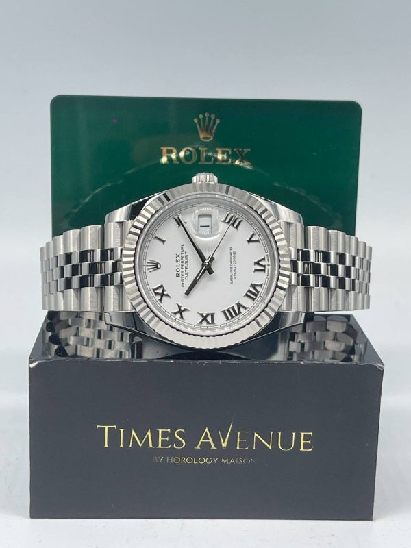 Brand new Rolex Datejust 41 126334 white dial with Roman numerals white gold fluted bezel and Jubilee bracelet in Singapore.