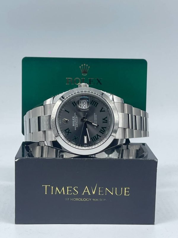 Brand new 2025 Rolex Datejust 41 126300 slate dial with Roman numerals smooth bezel and Oyster bracelet in Singapore.