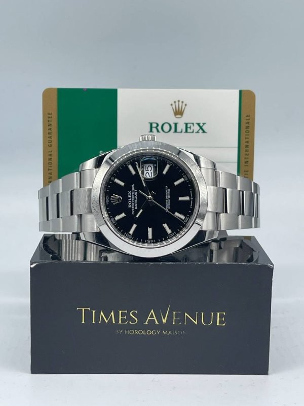 Preowned 2019 Rolex Datejust 41 126300 black sunray dial with smooth bezel and Oyster bracelet in Singapore.