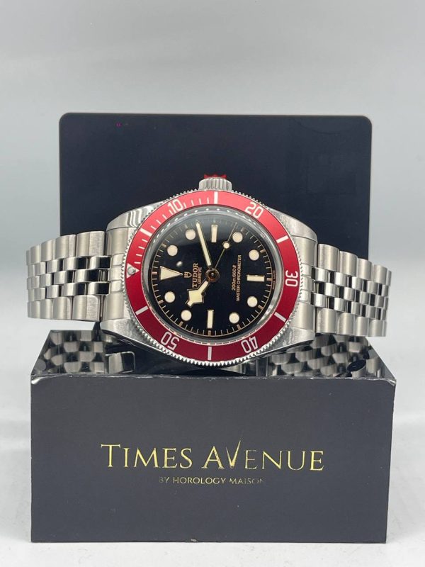 Brand new August 2026 Tudor Black Bay 41mm 7941A1A0RU watch with burgundy bezel and 5-link steel bracelet in Singapore.