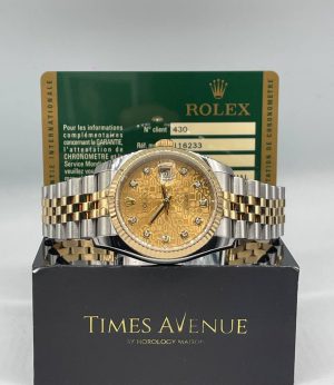 Preowned Datejust 36mm Two-Tone 116233 “Champagne Computer Motif Diamonds”