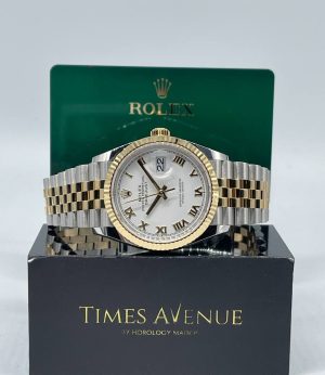 Mint Rolex Datejust 36 Two Tone Yellow Gold Jubilee 126233 “White Roman”